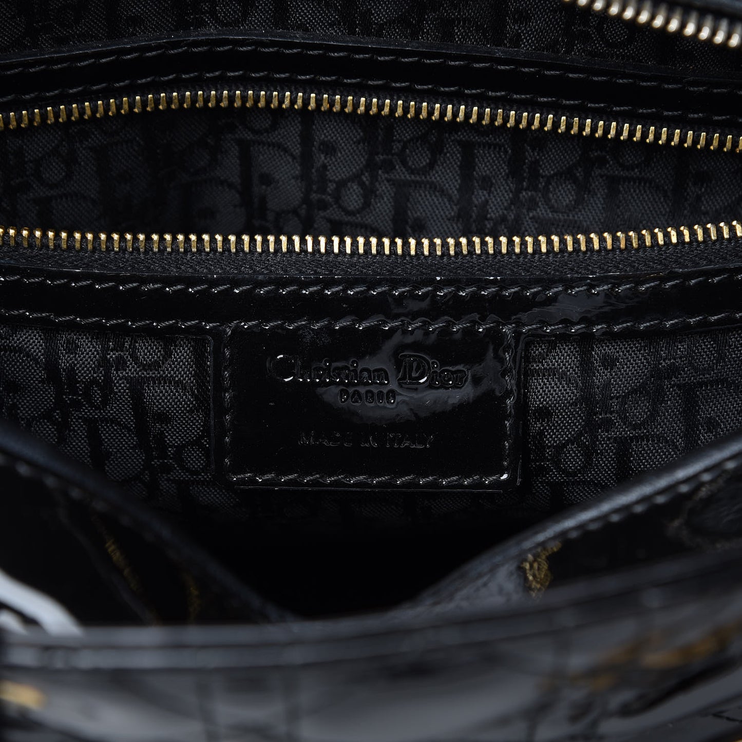 Patent Cannage Large Lady Dior Black