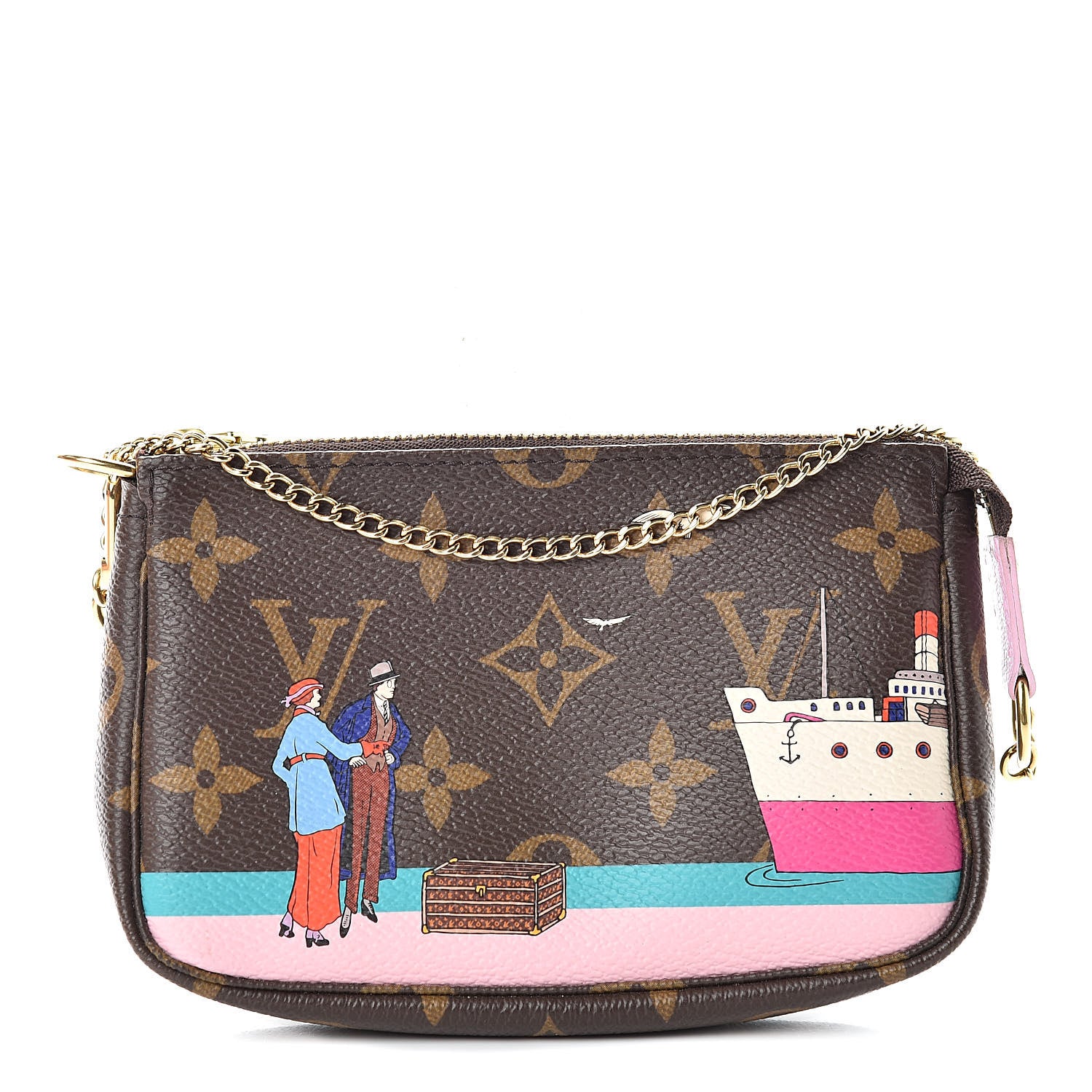 Louis Vuitton Monogram 2016 Christmas Animation Mini Pochette Accessories Rose Ballerine 1 of 8