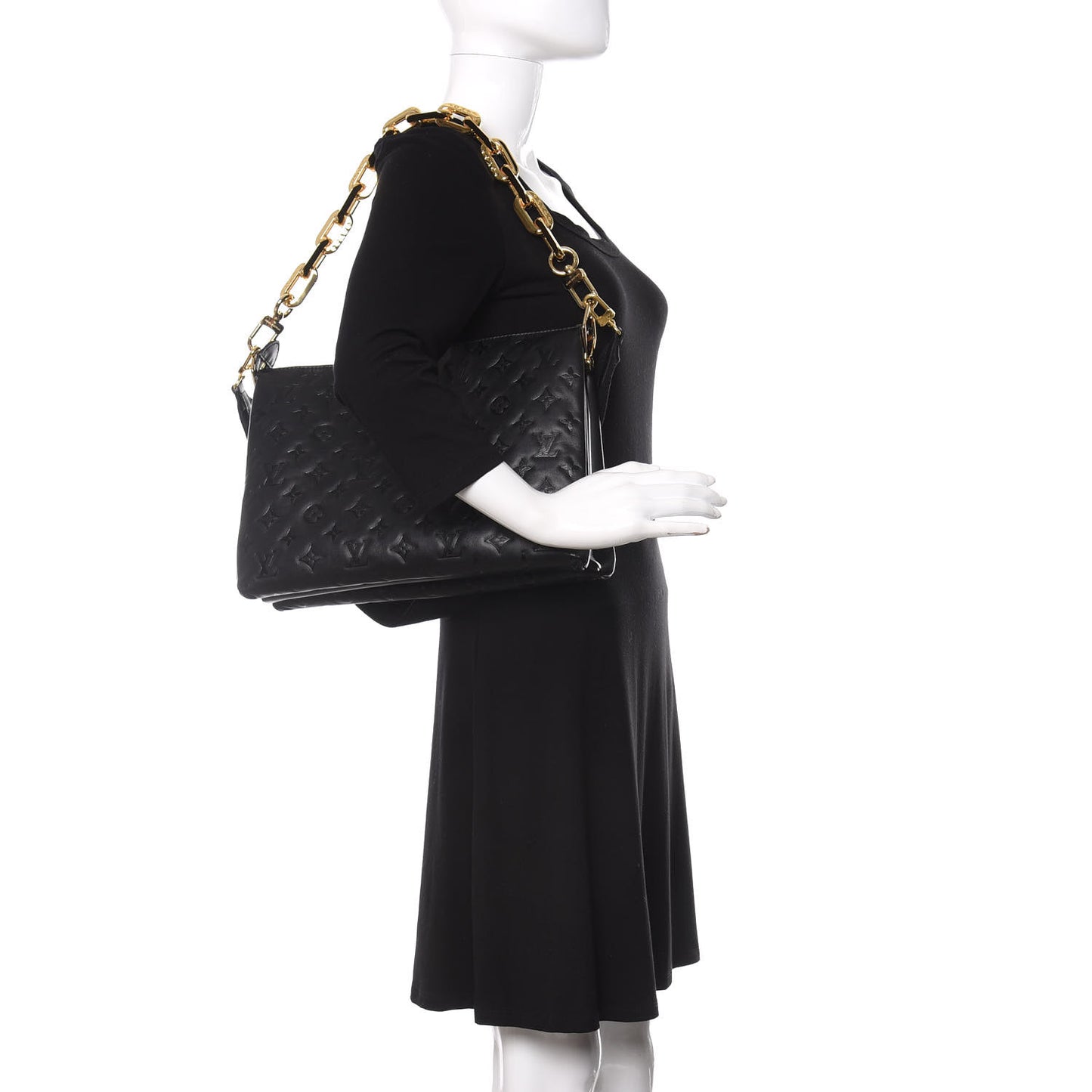 Lambskin Embossed Monogram Coussin MM Black