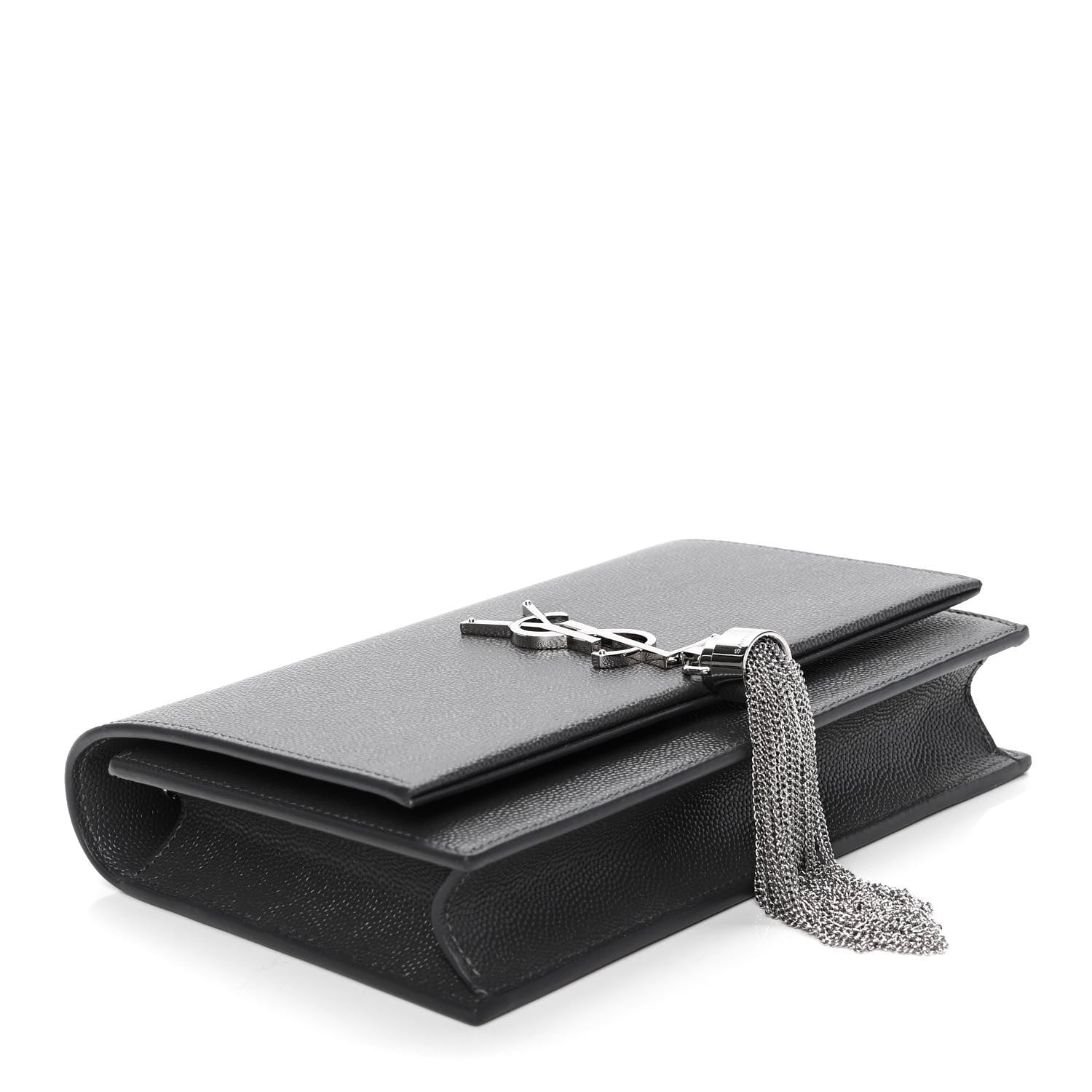 Saint Laurent Grain De Poudre Classic Monogram Kate Tassel Chain Wallet Grey 3 of 4