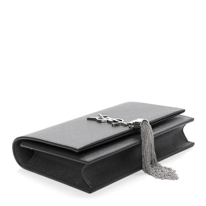 Saint Laurent Grain De Poudre Classic Monogram Kate Tassel Chain Wallet Grey 3 of 4