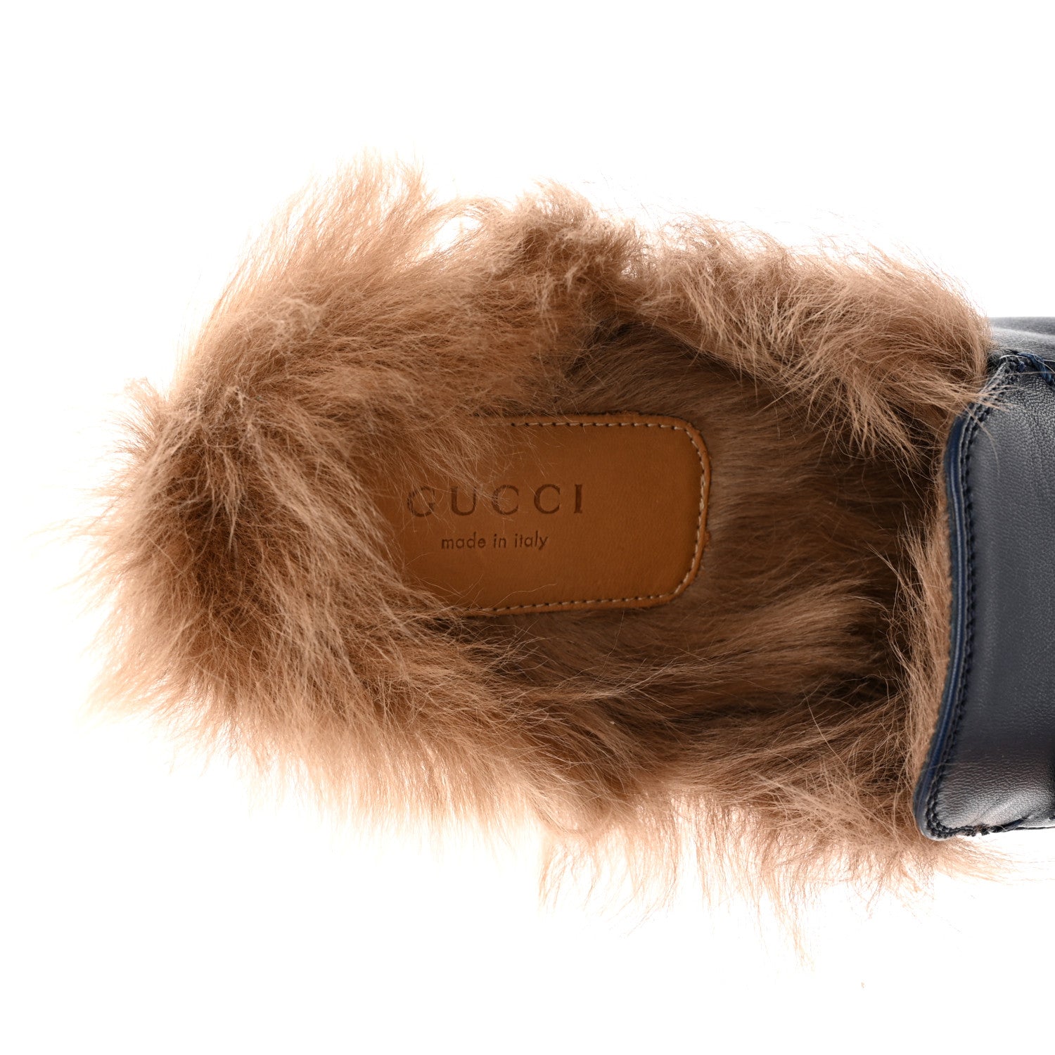 Gucci Malaga Kid Fur Womens Princetown Slippers 39 Blue Agata 7 of 12