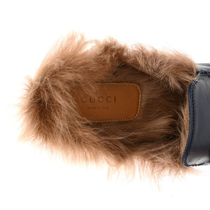 Gucci Malaga Kid Fur Womens Princetown Slippers 39 Blue Agata 7 of 12