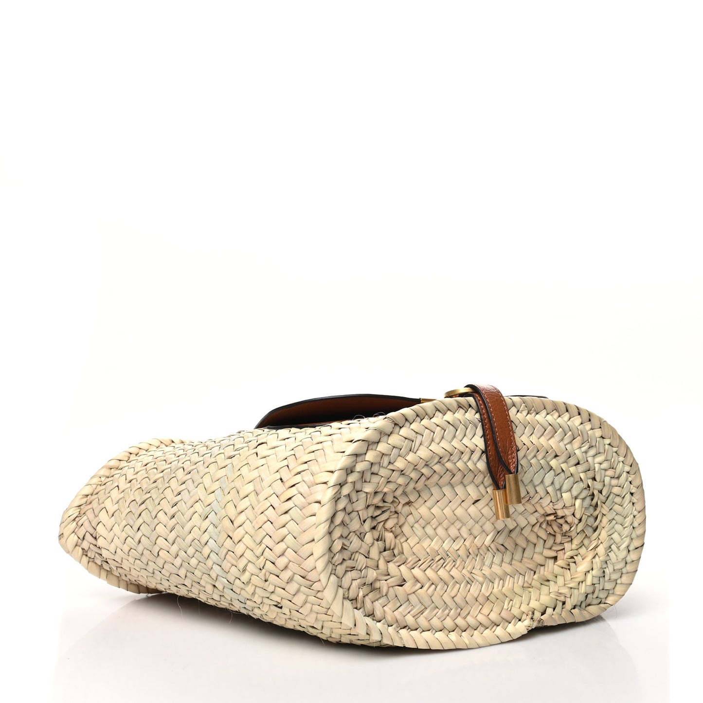 Raffia Small Grain Calfskin Medium Marcie Basket Tan