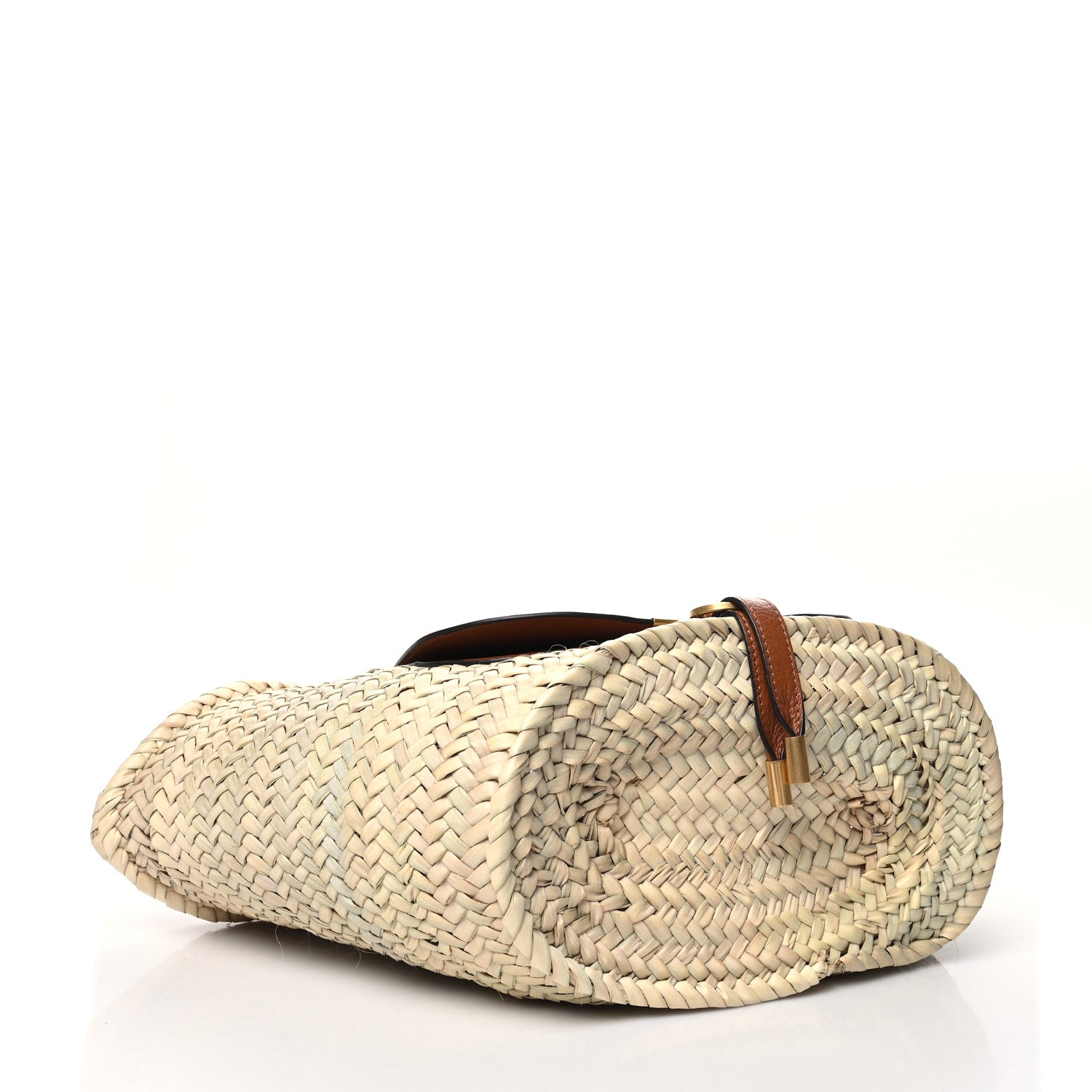 Chloe Raffia Small Grain Calfskin Medium Marcie Basket Tan 4 of 12