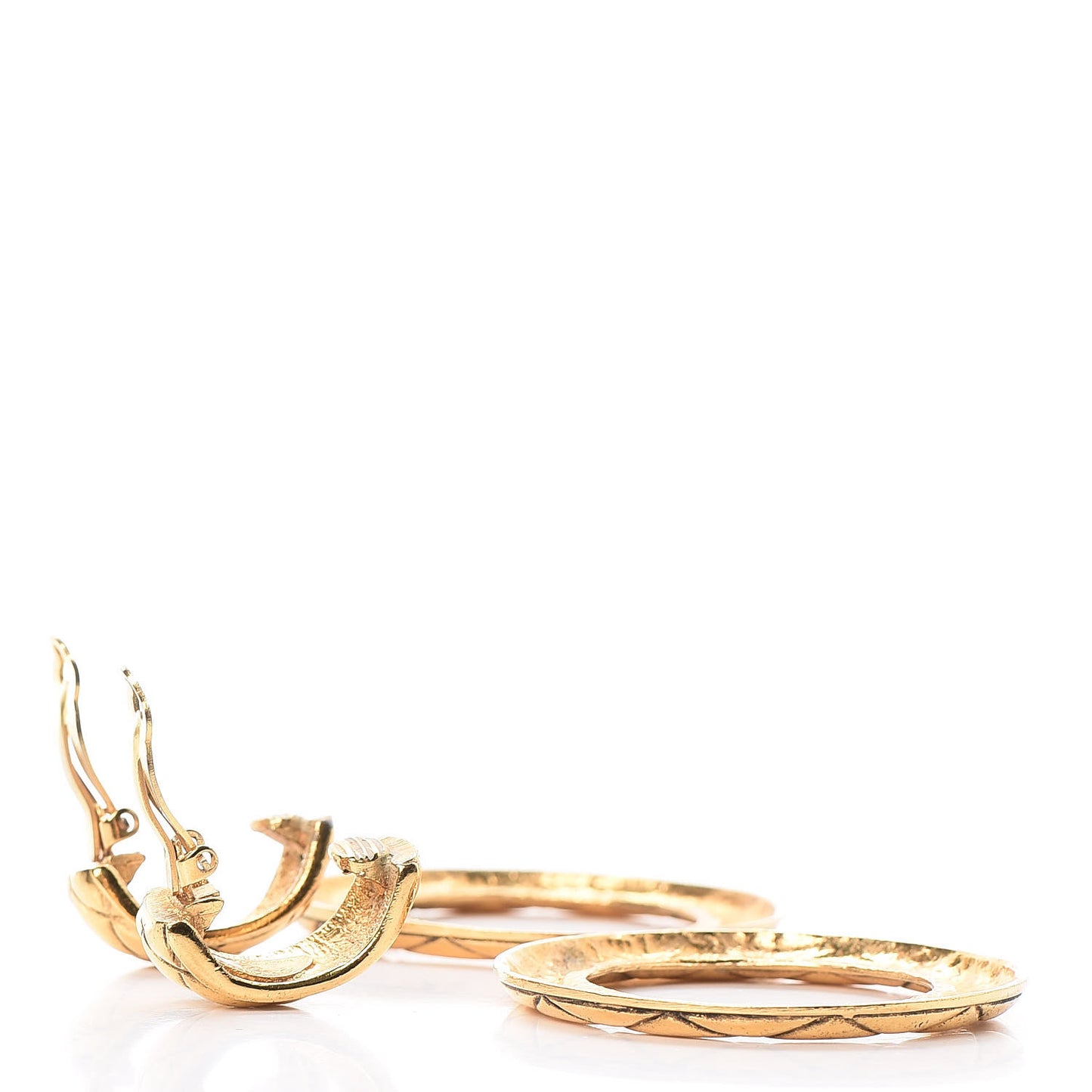 Quilted Hoop Clip On Earrings Gold