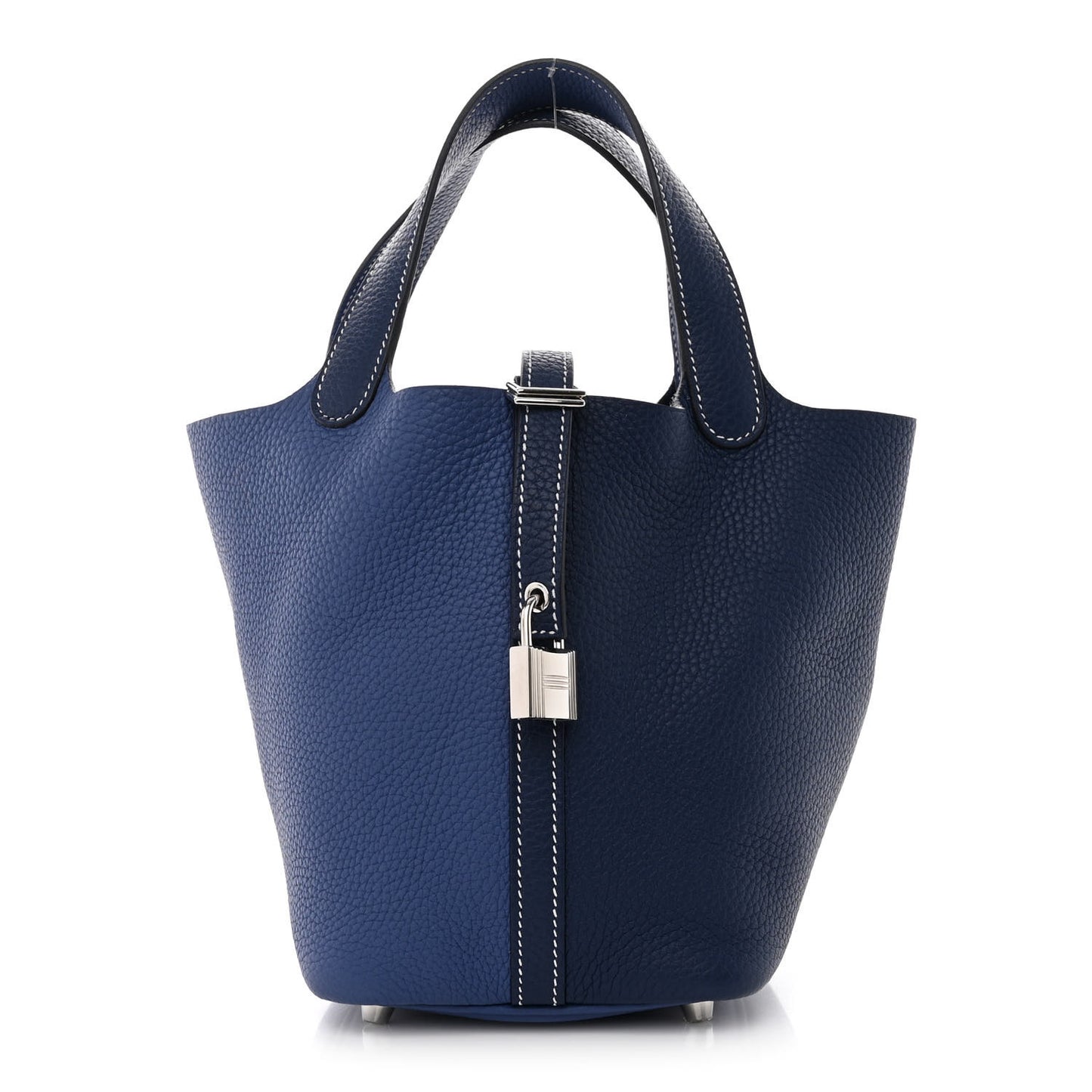 Taurillon Clemence Casaque Picotin Lock 18 PM Bleu Saphir Bleu Brighton