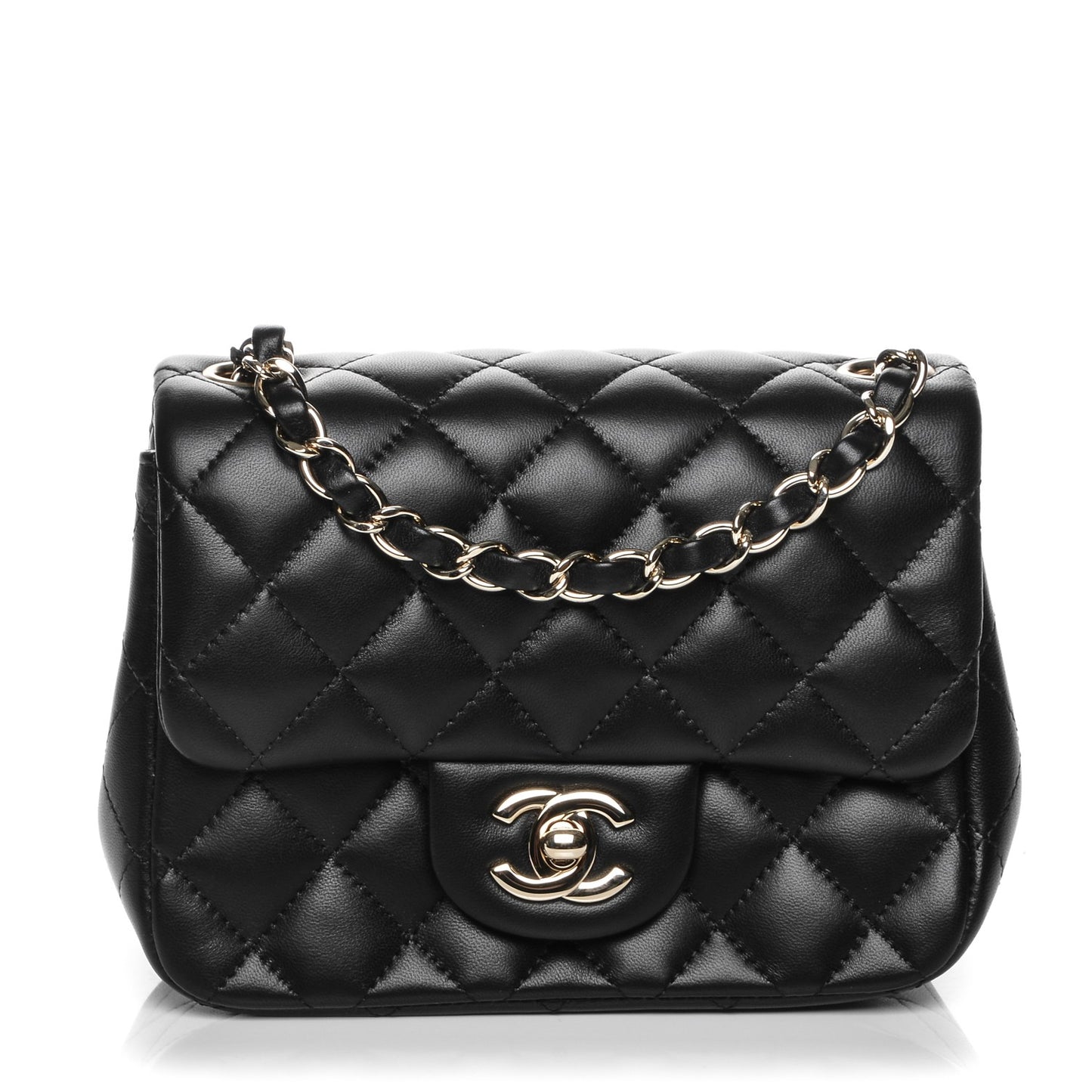 Lambskin Quilted Mini Square Flap Black