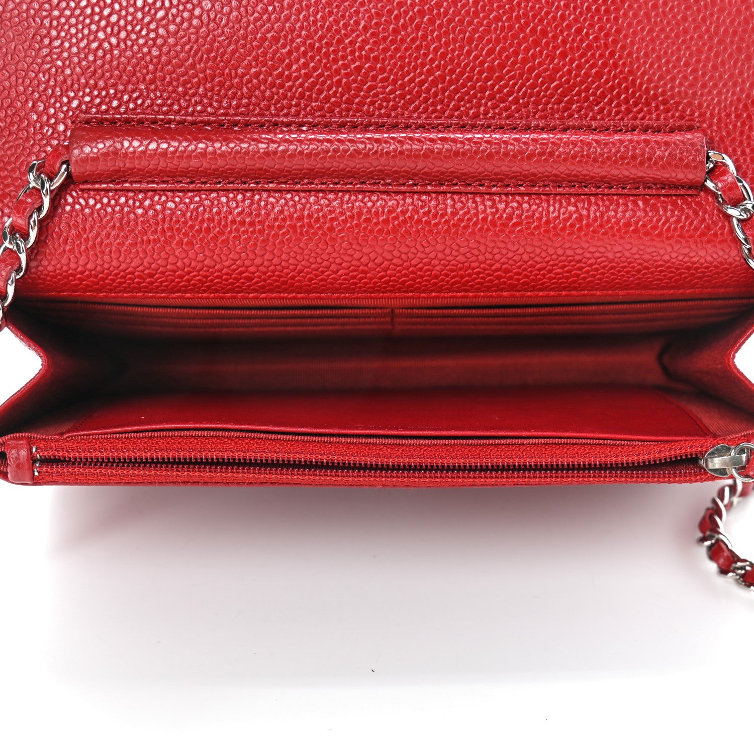 Chanel Caviar Quilted Wallet On Chain WOC Red 4 of 4