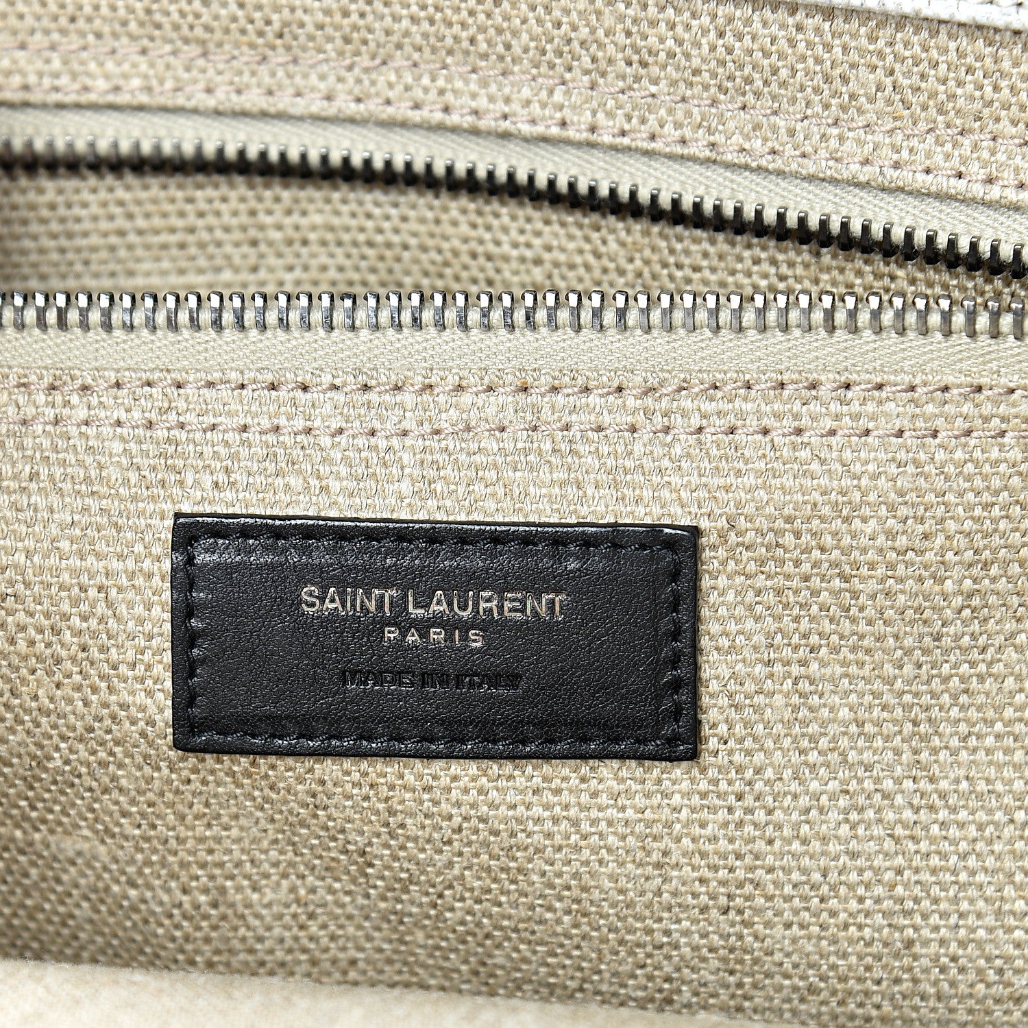 Saint Laurent Linen Calfskin Rive Gauche Tote Optic White 5 of 11