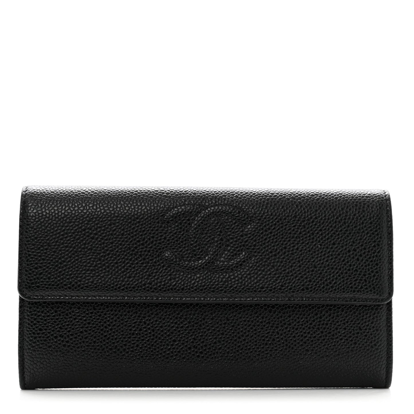 Caviar Timeless CC Large Gusset Flap Wallet Black