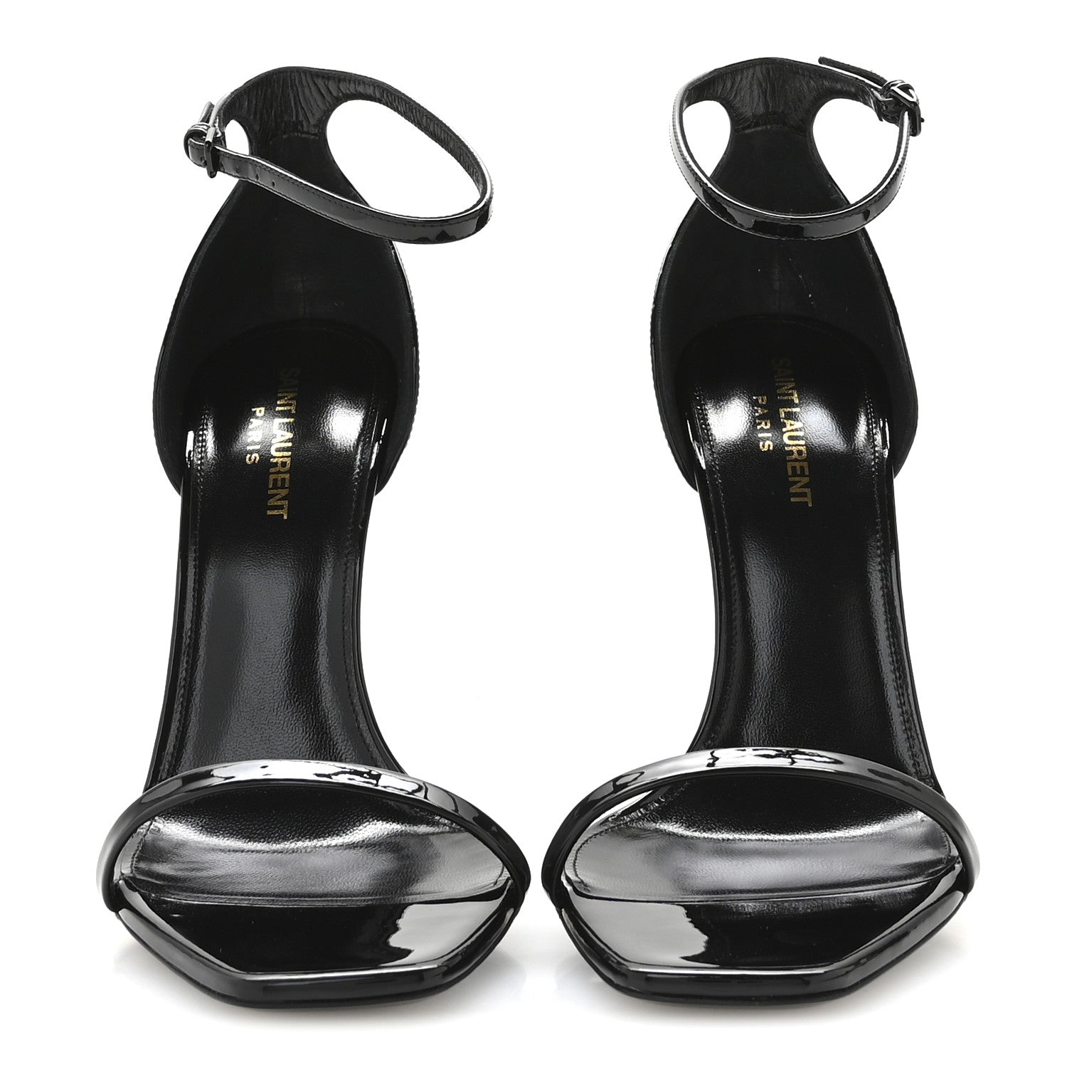 Saint Laurent Patent Calfskin Opyum 110 Sandals 40 Black Gold 3 of 9