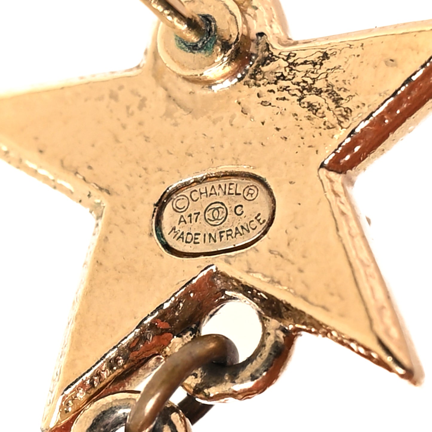 Metal CC Triple Star Drop Earrings Gold