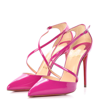 Christian Louboutin Patent Cross Blake 100 Pumps 37 Rose Indien 3 of 8