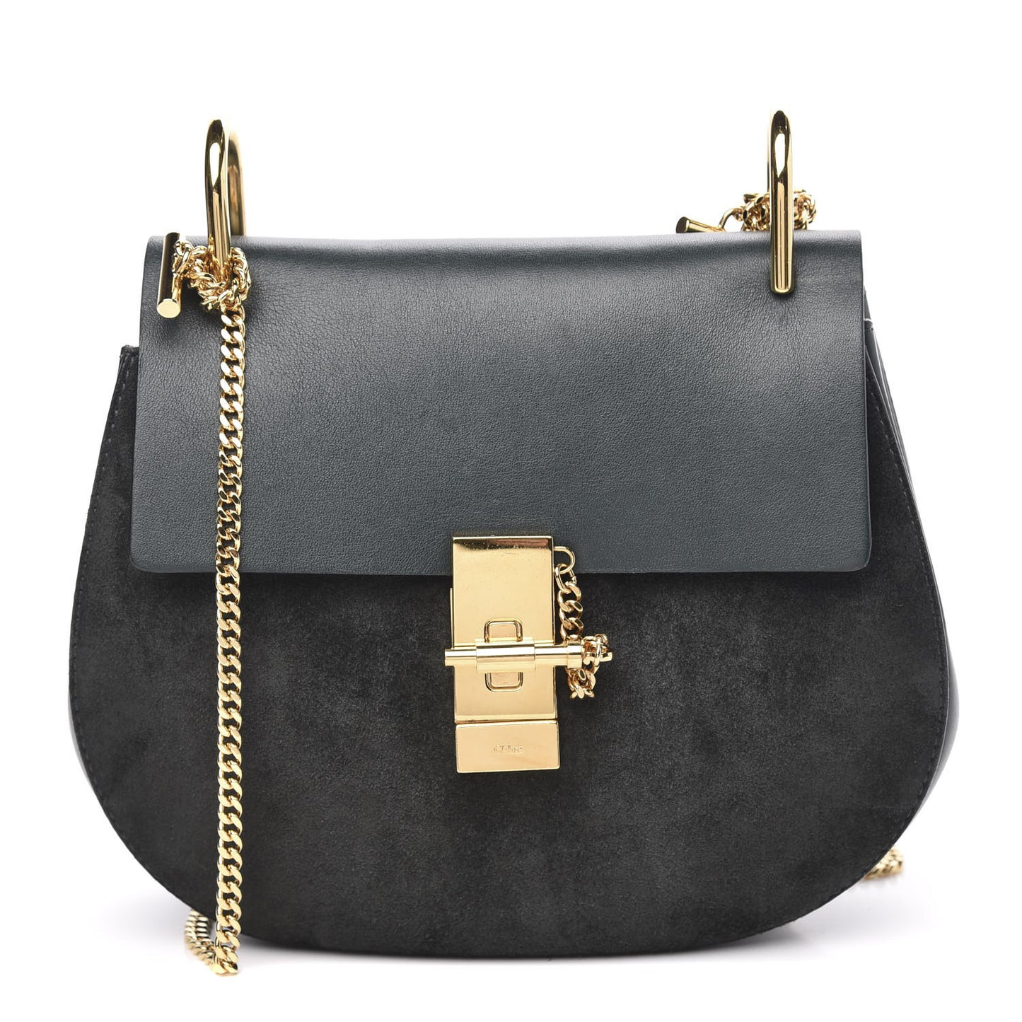 Suede Smooth Calfskin Drew Shoulder Bag Intense Green