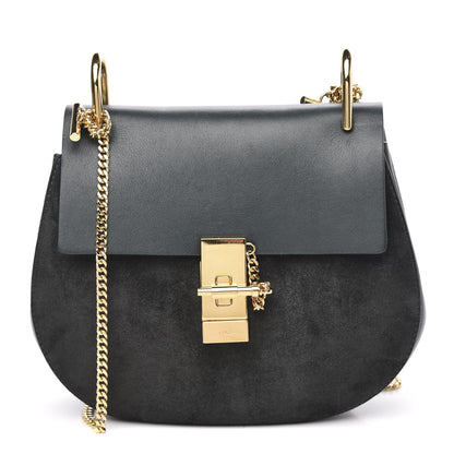 Chloe Suede Smooth Calfskin Drew Shoulder Bag Intense Green 1 of 10