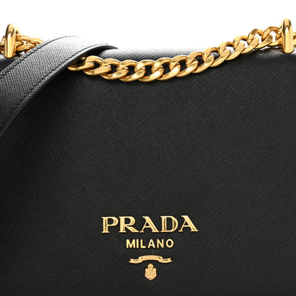 Prada Saffiano Chain Shoulder Bag Black 7 of 9