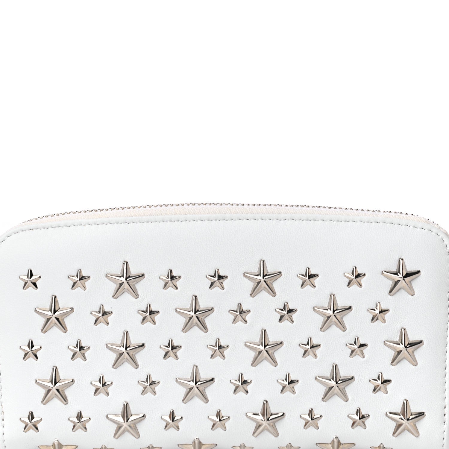 Jimmy Choo Calfskin Filipa Star Zip Around Wallet White 7 of 19