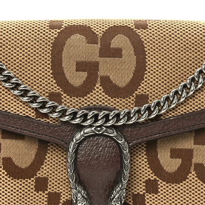 Gucci Monogram Jumbo GG Textured Dollar Calfskin Mini Dionysus Chain Wallet Camel Ebony New Acero 7 of 9