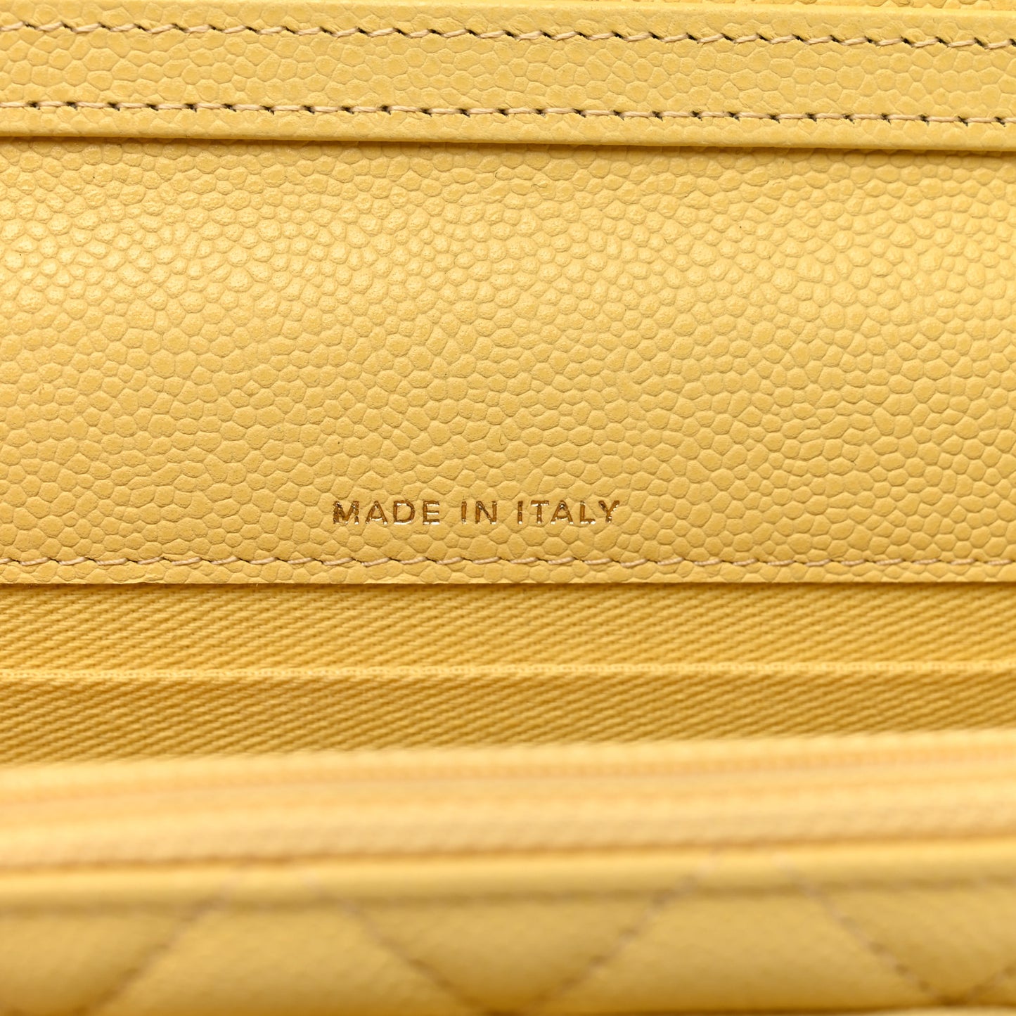Caviar Quilted Business Affinity Clutch With Chain Flap Yellow