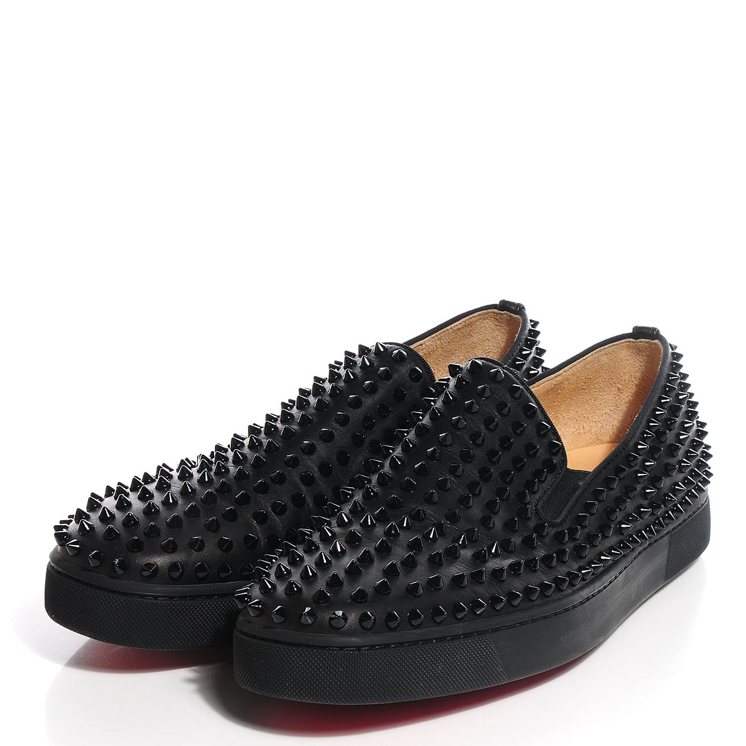 Christian Louboutin Mens Calfskin Spikes Roller Boat Flat 45 Black 3 of 8