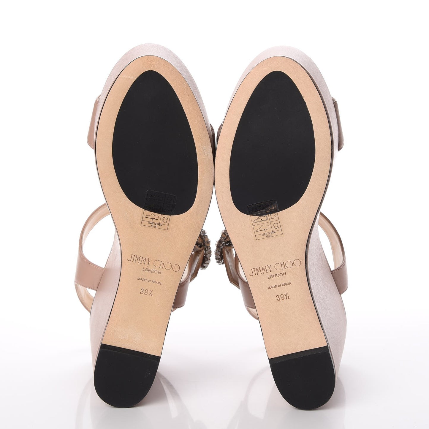 Nappa Crystal Buckle Nylah 100 Platform Wedge Sandals 39.5 Ballet Pink