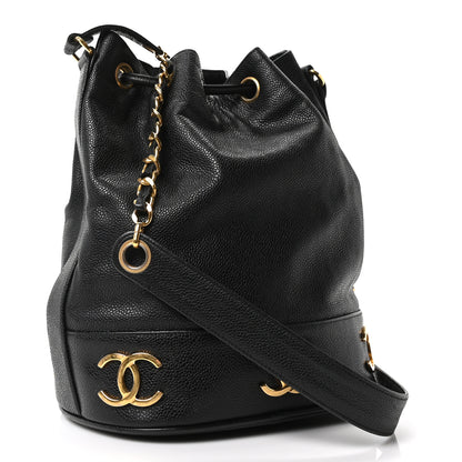 Chanel Caviar CC Drawstring Shoulder Bag Black 4 of 11