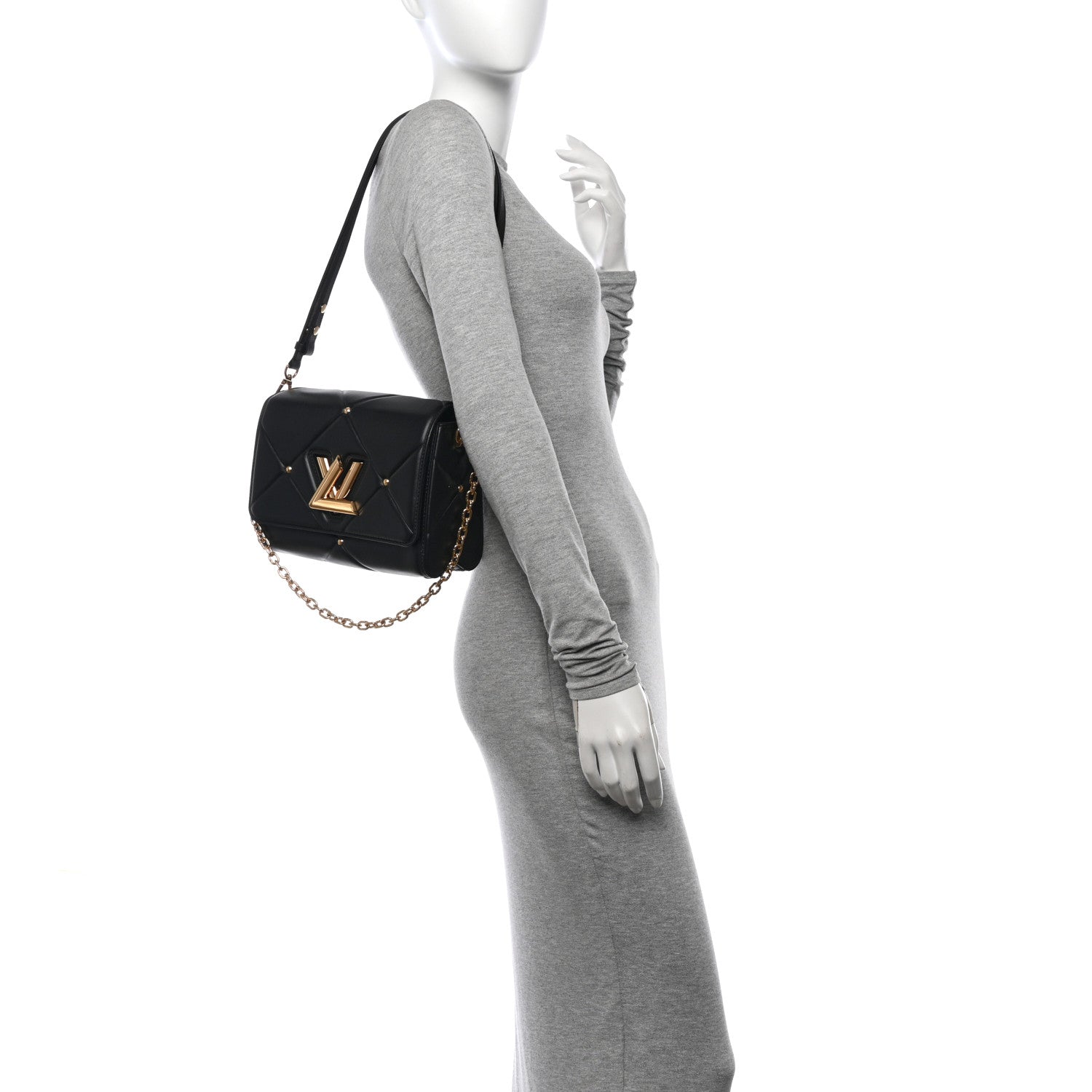 Louis Vuitton Lambskin Quilted Twist MM Black 2 of 10