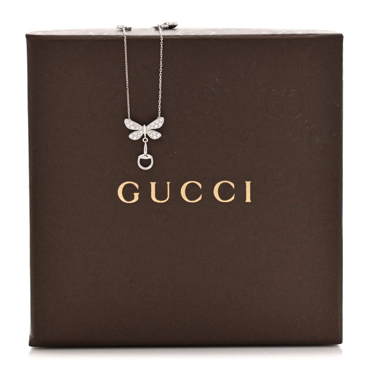 Gucci 18K White Gold Diamond Flora Butterfly Station Pendant Necklace 6 of 6