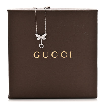 Gucci 18K White Gold Diamond Flora Butterfly Station Pendant Necklace 6 of 6