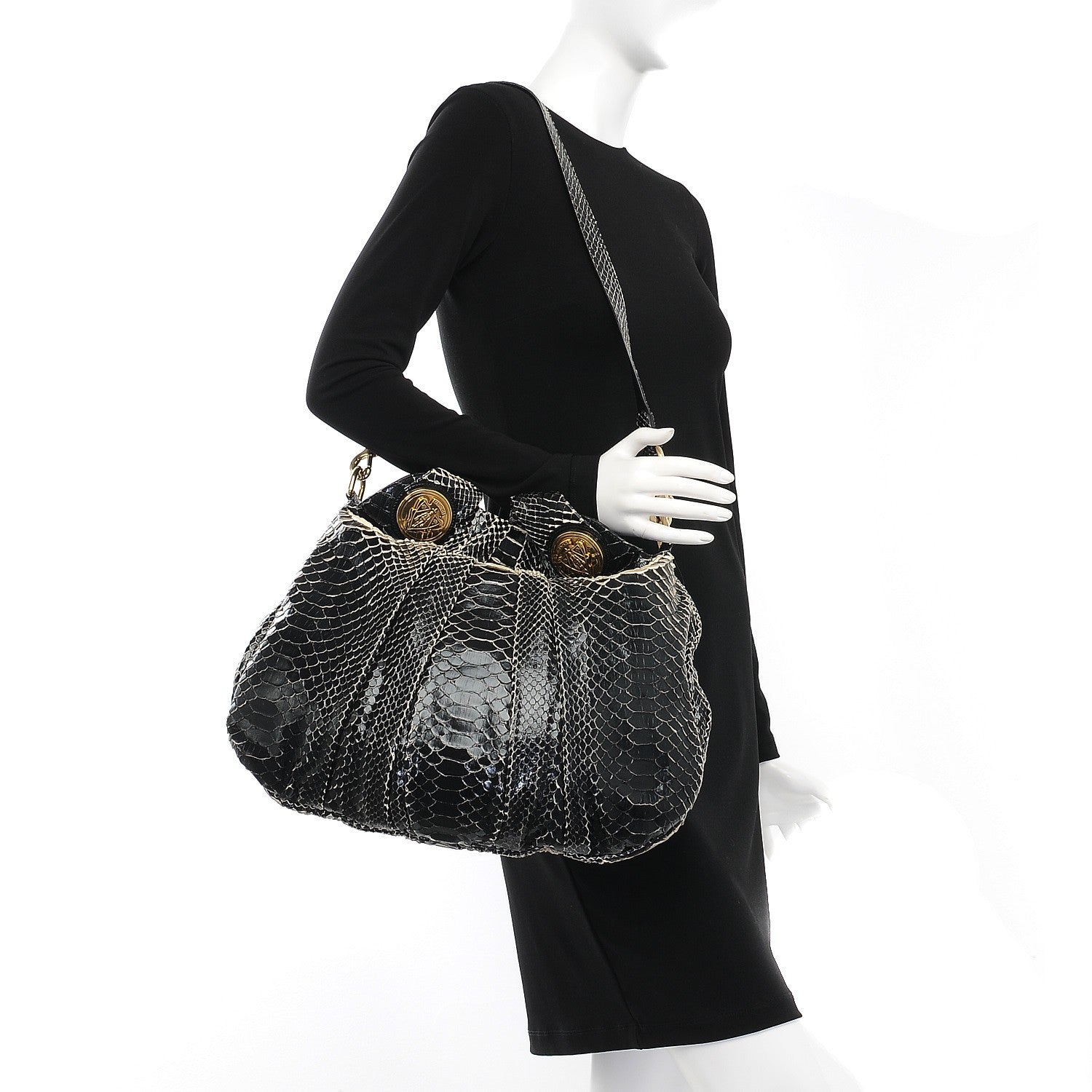 Gucci Python Medium Hysteria Top Handle Bag Black 2 of 8
