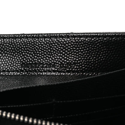 Saint Laurent Grain De Poudre Matelasse Chevron Monogram Flap Wallet Black 12 of 16
