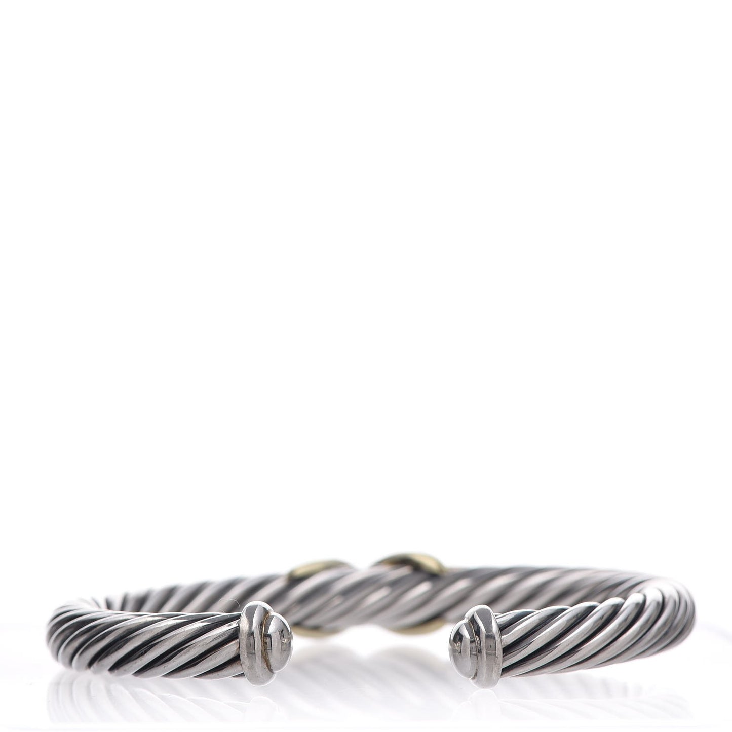 Sterling Silver 14K Yellow Gold 7mm X Station Cable Bracelet