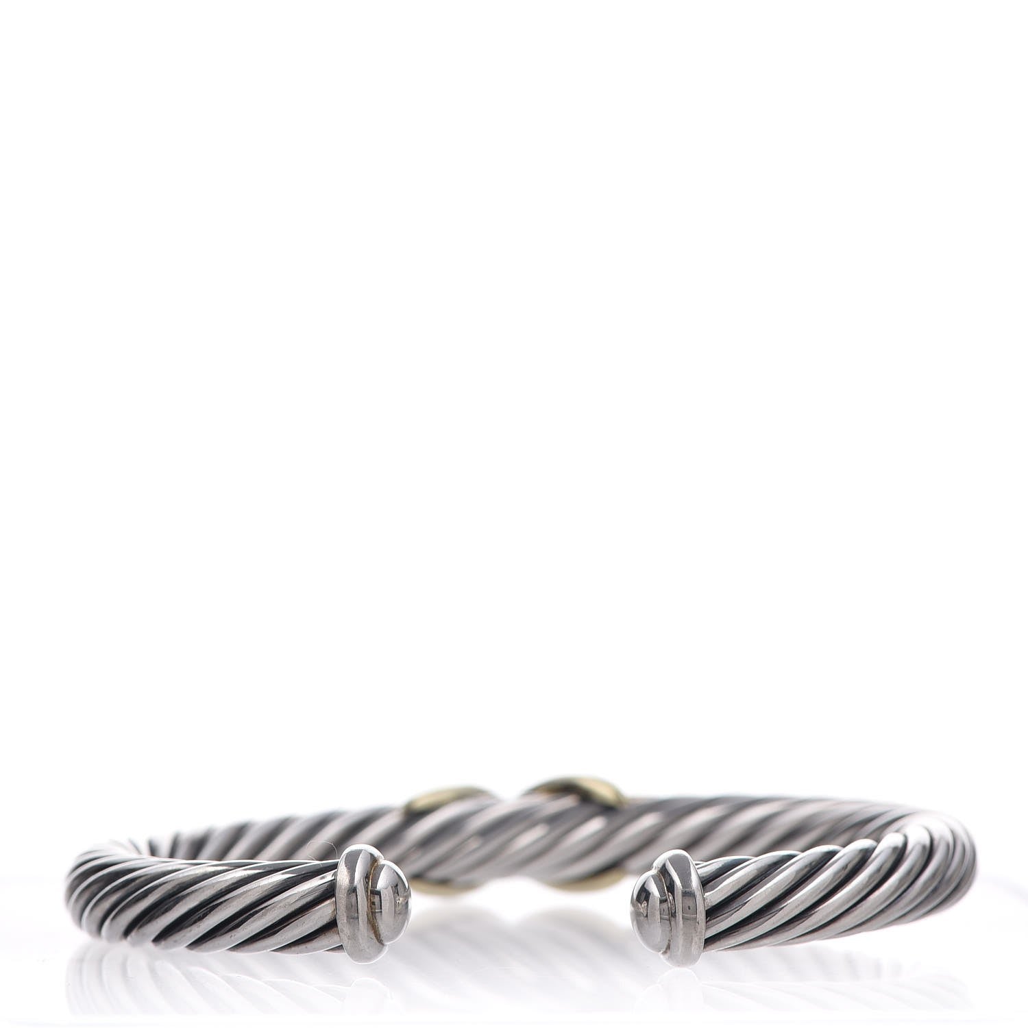 David Yurman Sterling Silver 14K Yellow Gold 7mm X Station Cable Bracelet 3 of 5
