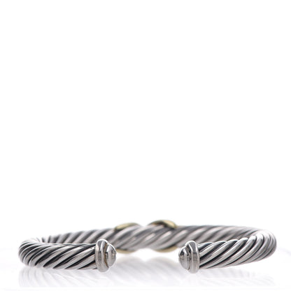 David Yurman Sterling Silver 14K Yellow Gold 7mm X Station Cable Bracelet 3 of 5