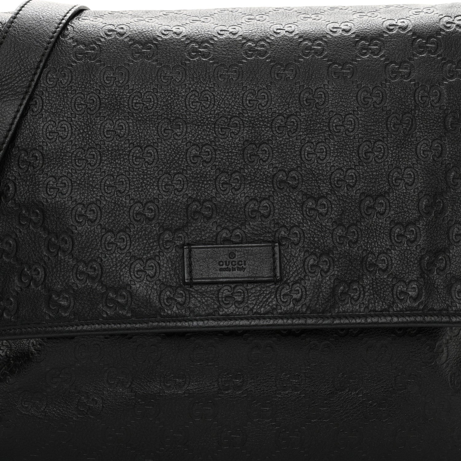 Gucci Guccissima Medium Flap Messenger Bag Black 8 of 14
