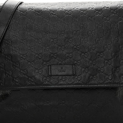 Gucci Guccissima Medium Flap Messenger Bag Black 8 of 14