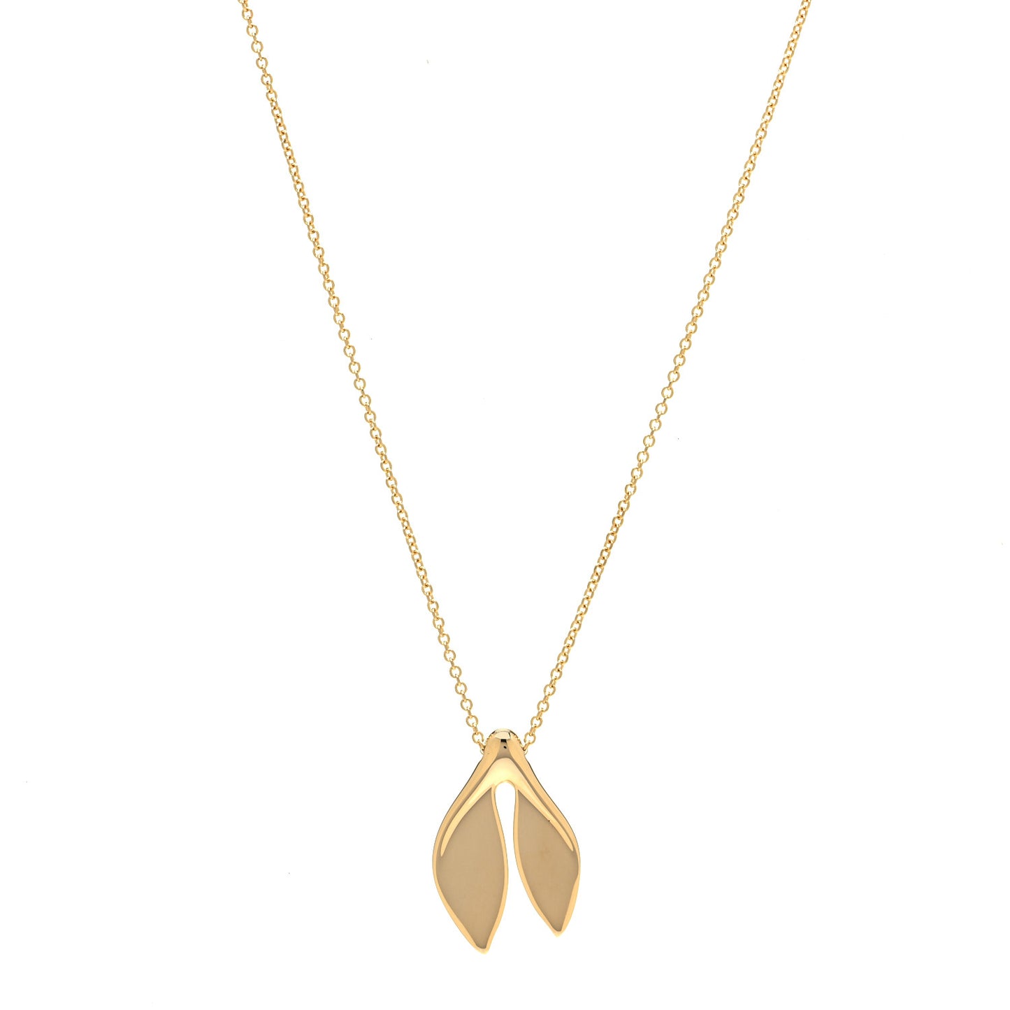 18K Yellow Gold Elsa Peretti Whale Tail Pendant Necklace