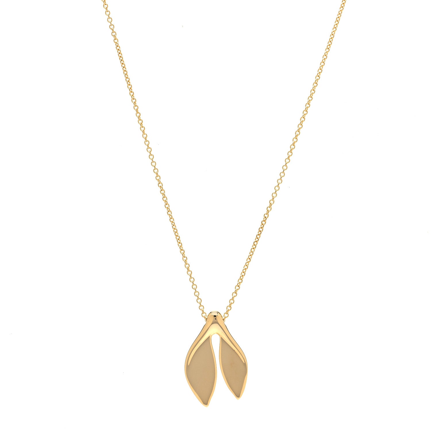 Tiffany 18K Yellow Gold Elsa Peretti Whale Tail Pendant Necklace 1 of 5