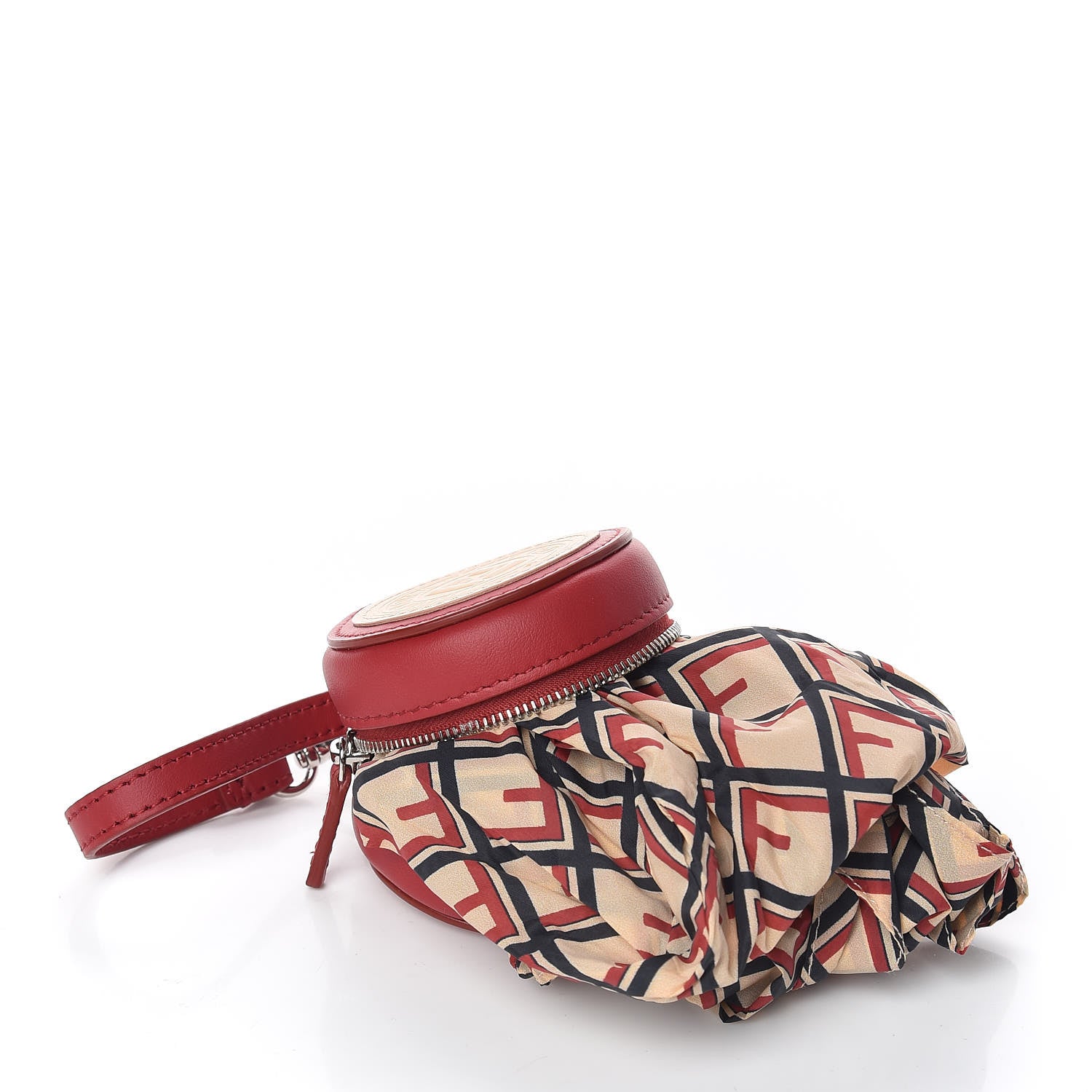 Fendi Nylon Calfskin Stamp Patch Help Bag Charm Strawberry Cream 8 of 11