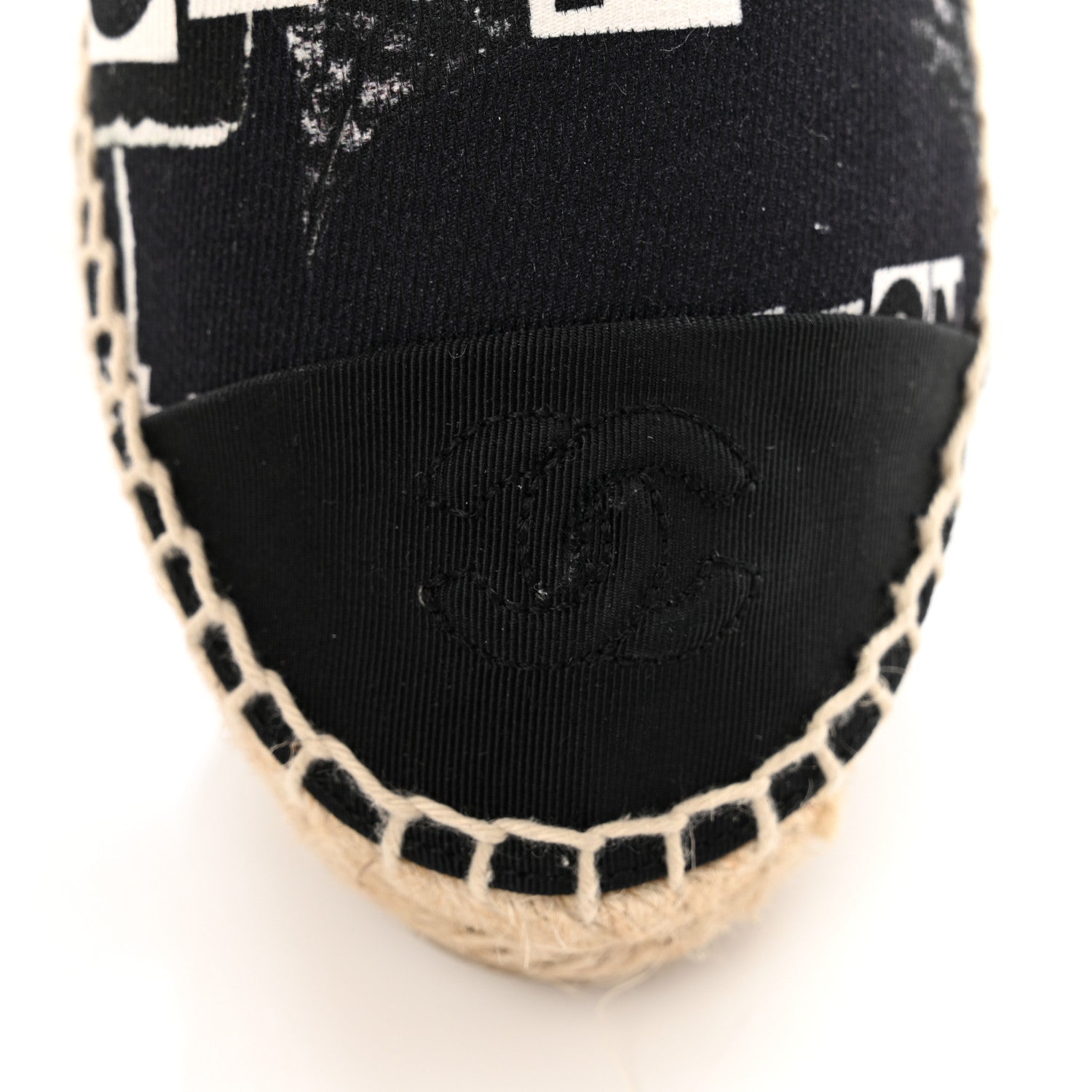 Chanel Printed Canvas Grosgrain 31 Rue Cambon Espadrilles 36 Black White 11 of 11