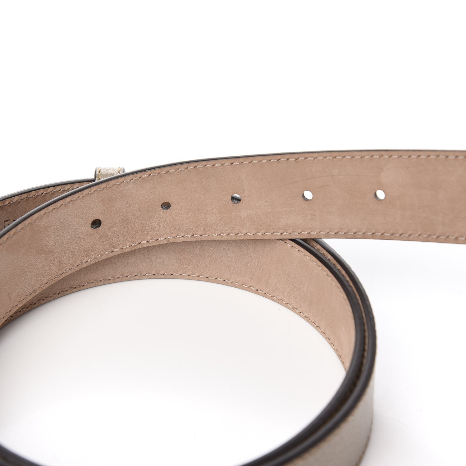 Gucci Calfskin Crystal Interlocking G Belt 100 40 Golden Beige 4 of 5