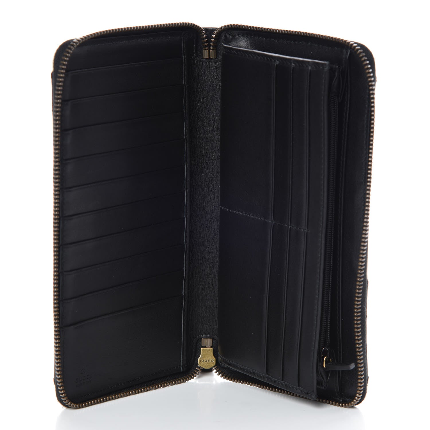 Gucci Calfskin Matelasse GG Marmont Zip Around Organizer Wallet Black White 5 of 7