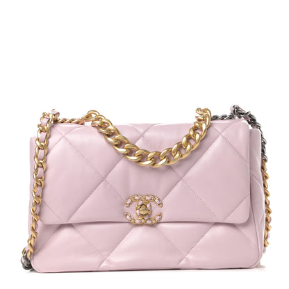 Chanel Lambskin Quilted Large Chanel 19 Flap Light Pink 1 of 10
