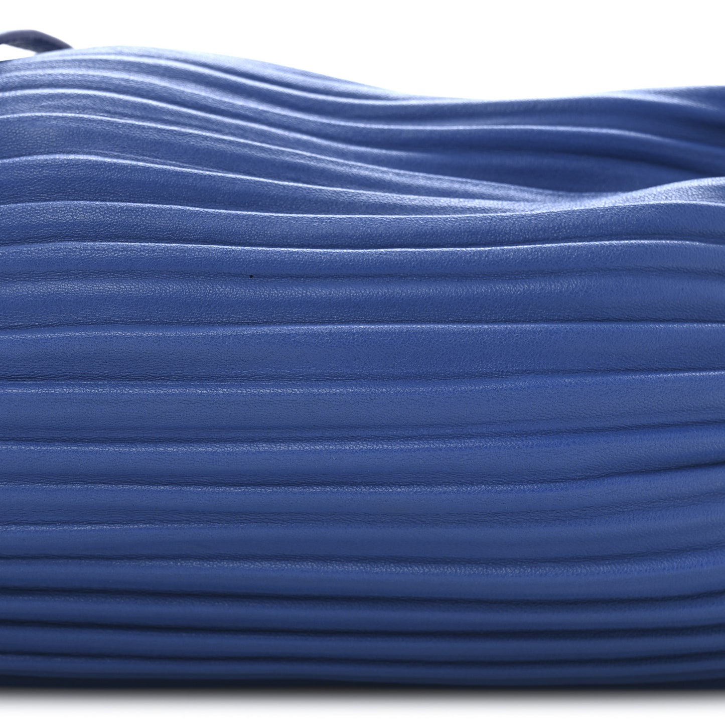 Lambskin Pleated Bracelet Pouch Shoulder Bag Royal Blue