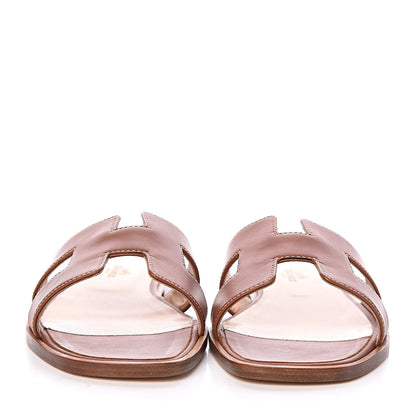 Hermes Box Calfskin Oran Sandals 39 Gold 2 of 7