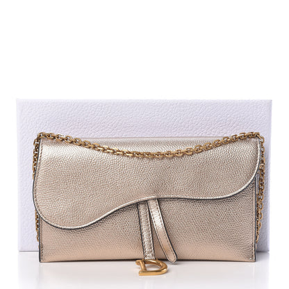 Christian Dior Metallic Calfskin Saddle Chain Wallet Gold 14 of 14