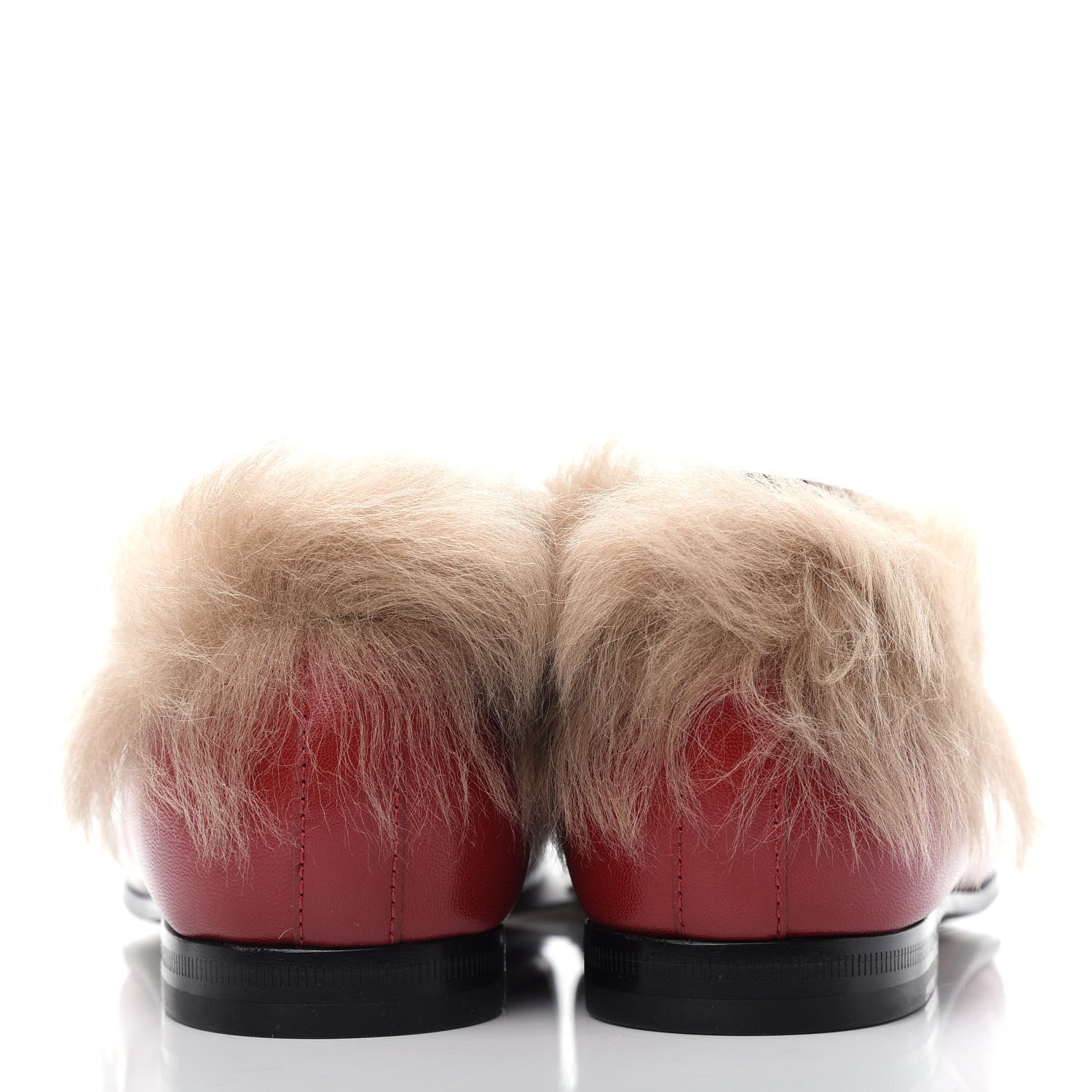 Gucci Malaga Kid Fur Womens Jordaan Loafers 38 Hibiscus Red Natural 7 of 10