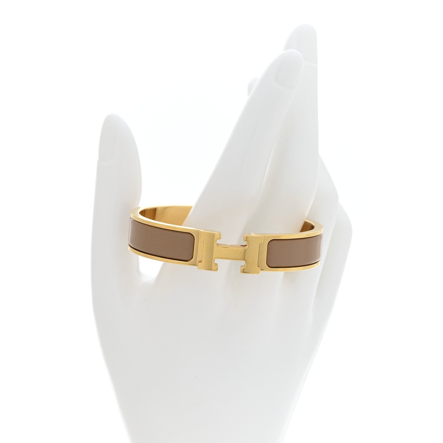 Hermes Enamel Narrow Clic Clac H Bracelet PM Chataigne 2 of 5