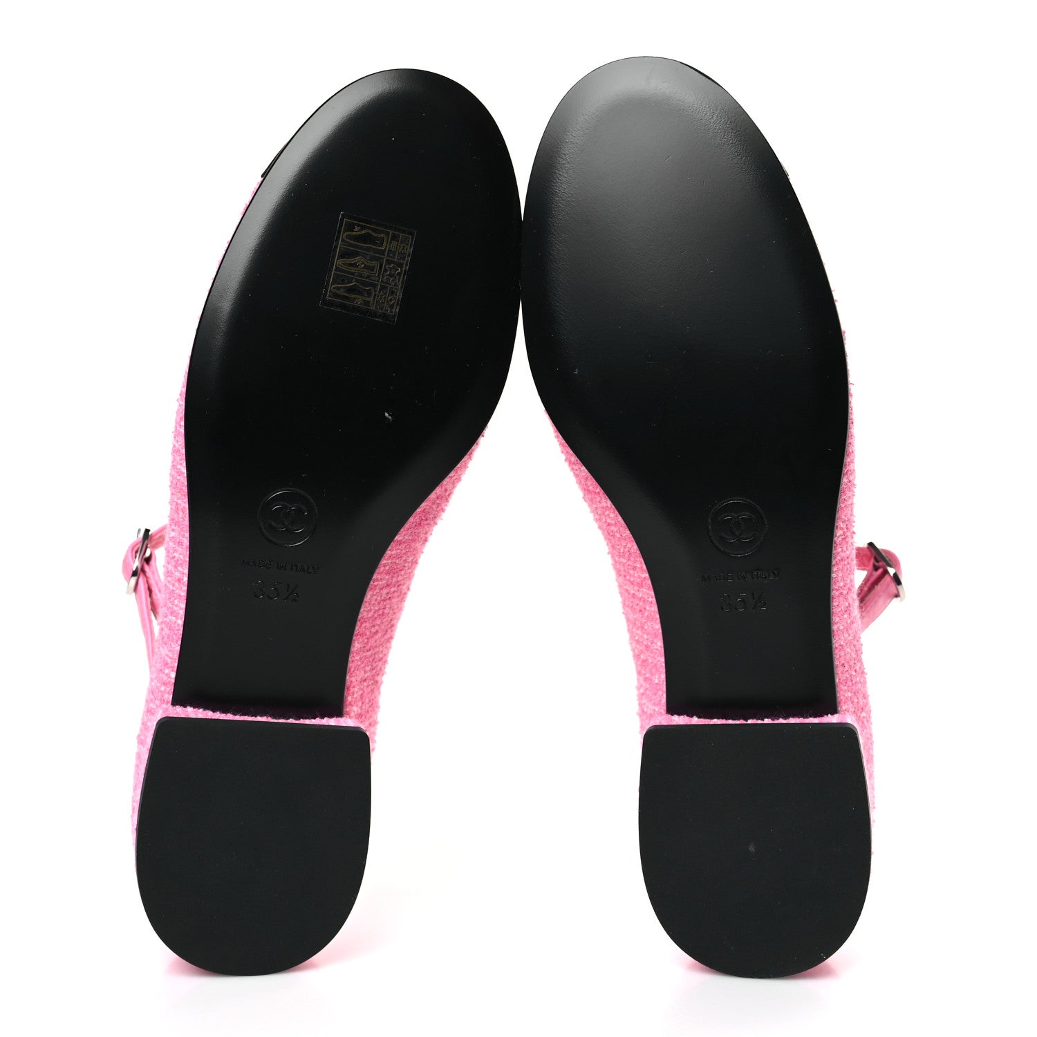 Chanel Tweed Grosgrain Cap Toe T Strap CC Flats 35.5 Pink Black 5 of 8